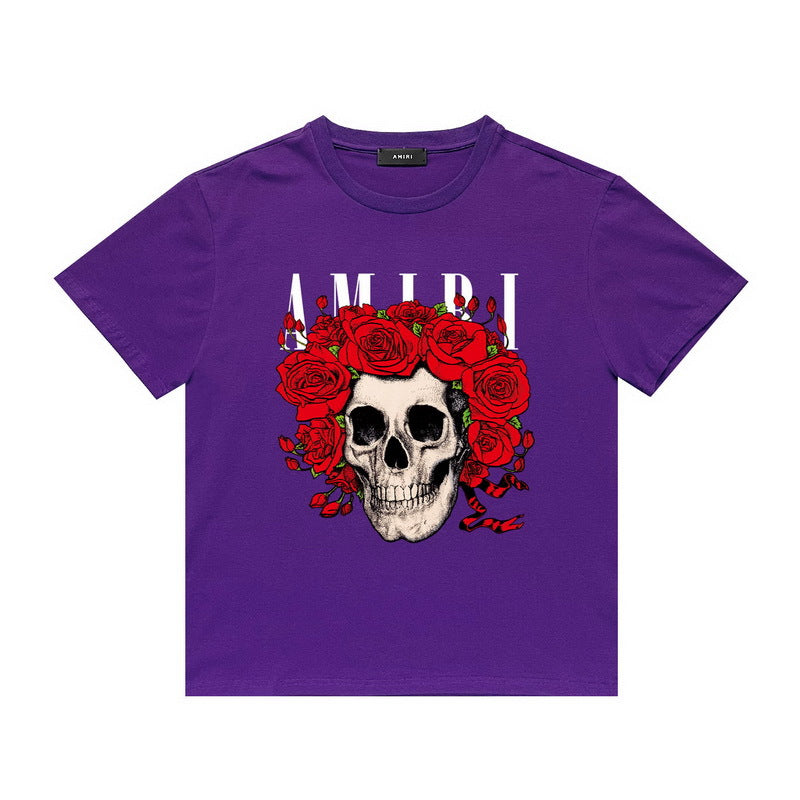 Amiri T Shirt Printed Casual Hip Hop round Neck Short Sleeve T-shirt