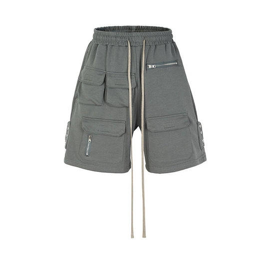 Men Shorts Terry Clip Pocket Zipper Tooling Casual Loose Breasted Men's Pants