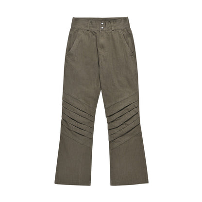 Men Sweatpants Layered Pleated Straight Jeans High Waist Casual Wide Leg Loose Trousers