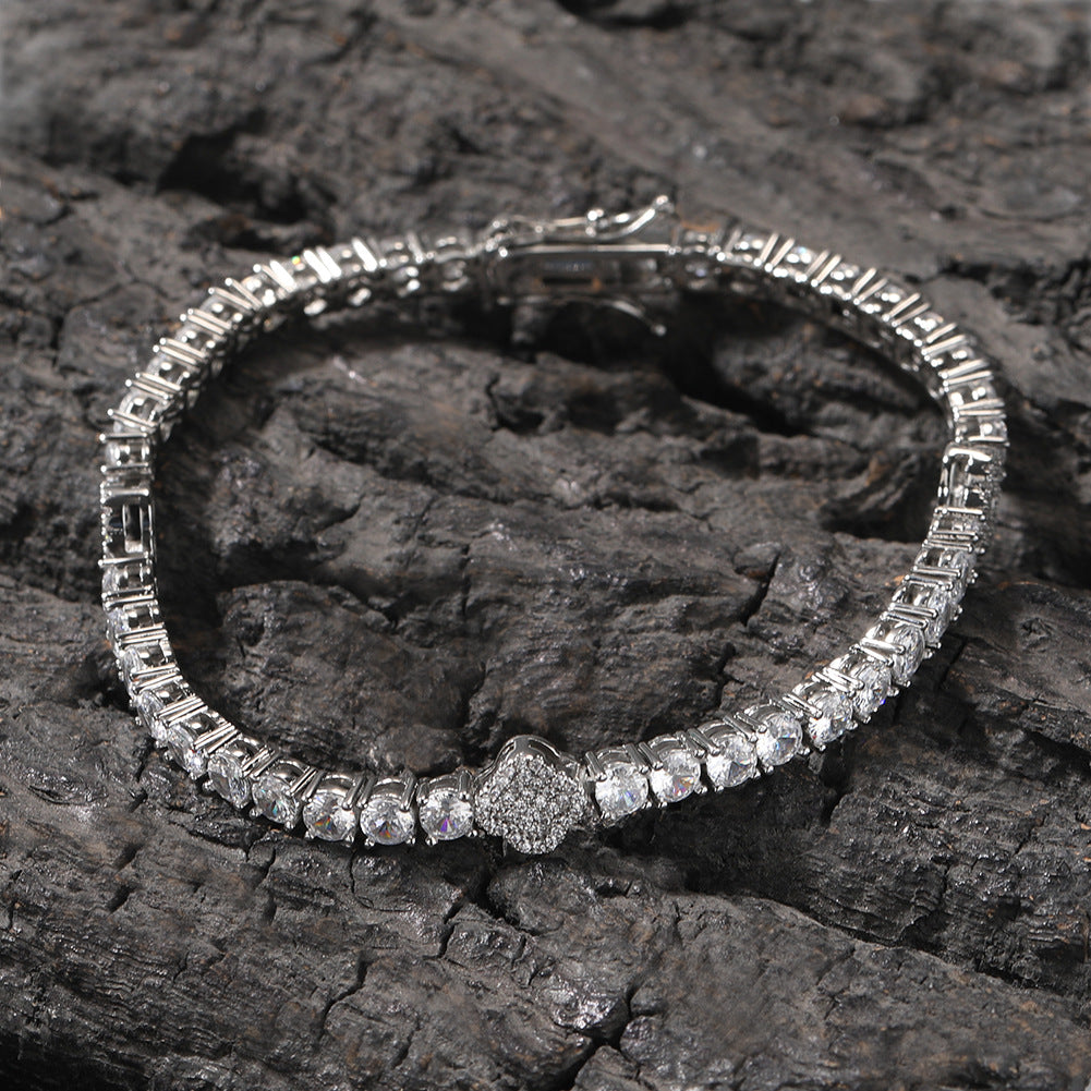 Bracelet Copper Zircon Diamond Clover Tennis Chain Light Luxury Spectrum St. Valentine's