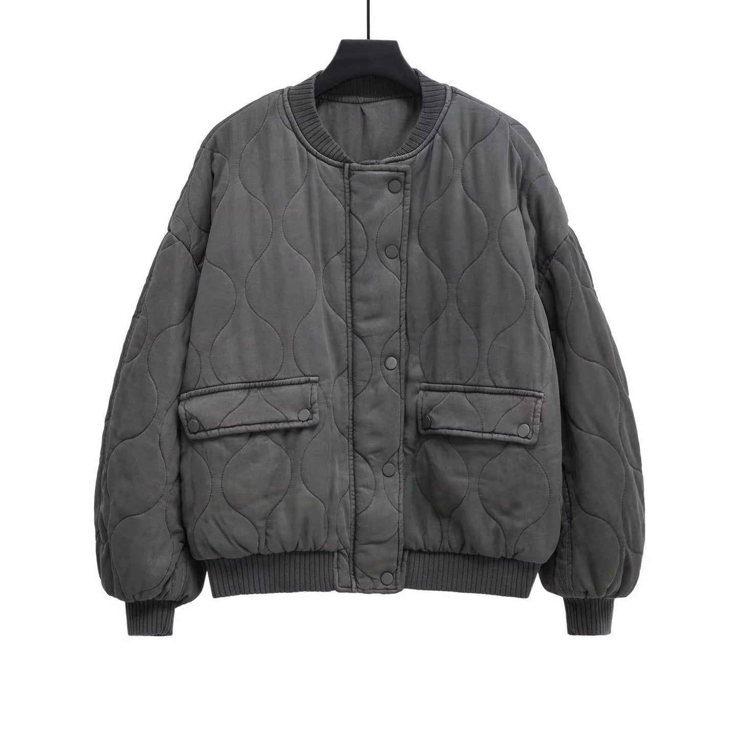 Women Cotton Coat Distressed Loose Baseball Uniform Leisure