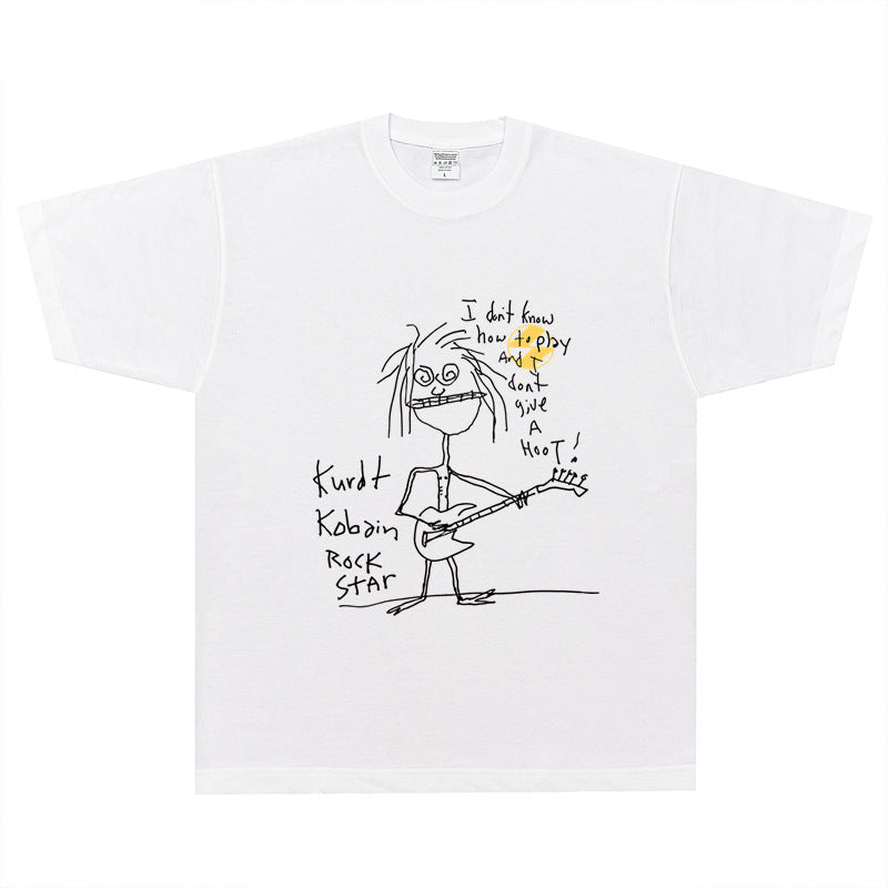 Rock Star T Shirt Kurt Cobain Rock Star T-shirt Kurt Curbain Cartoon Loose Short Sleeve