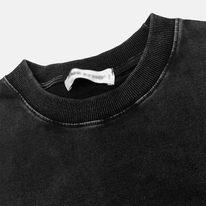 Men Long Sleeve T-shirt Doberman Pinscher Printed Washed Old Loose