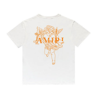 Amiri T Shirt Angel Sketch Printed Casual Hip Hop Short Sleeve T-shirt