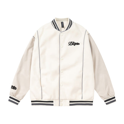 Men Jacket Coat Baseball Uniform Men's Ins Embroidered Pu Stitching Jacket Jacket
