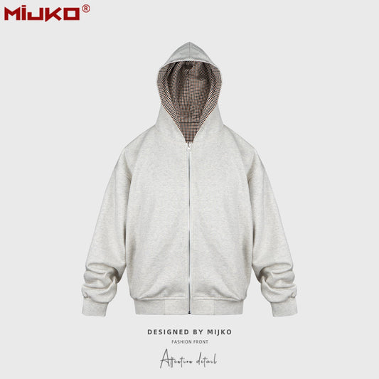 MIJKO Men Jacket Double-Sided Hooded Jacket