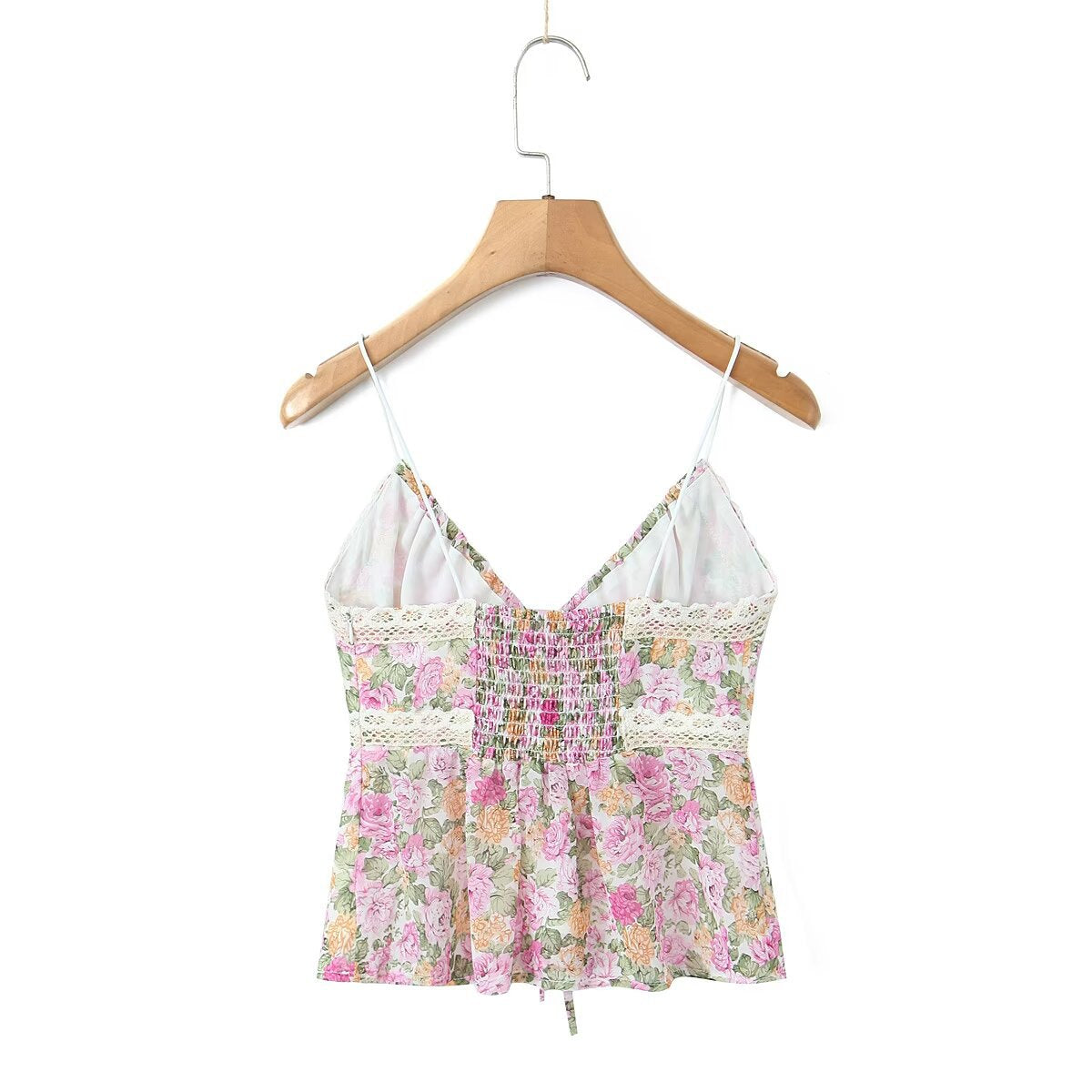 Women Tops Summer V-neck Lace Sling Backless Sexy Top