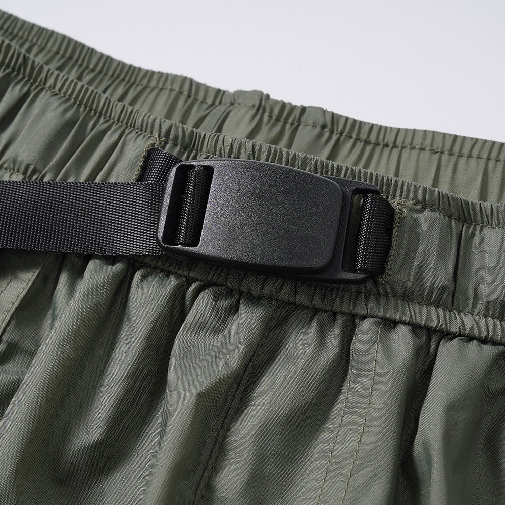 Men Shorts with Belt Workwear Sports Shorts Summer Thin Quick-Drying