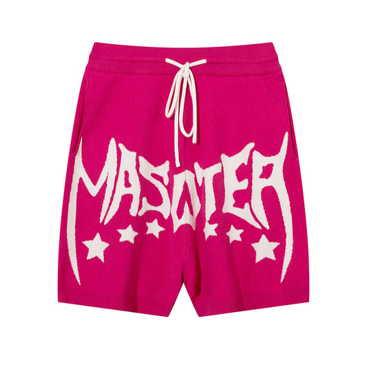 Men Shorts Retro Alphabet Jacquard Knitted Sports Shorts