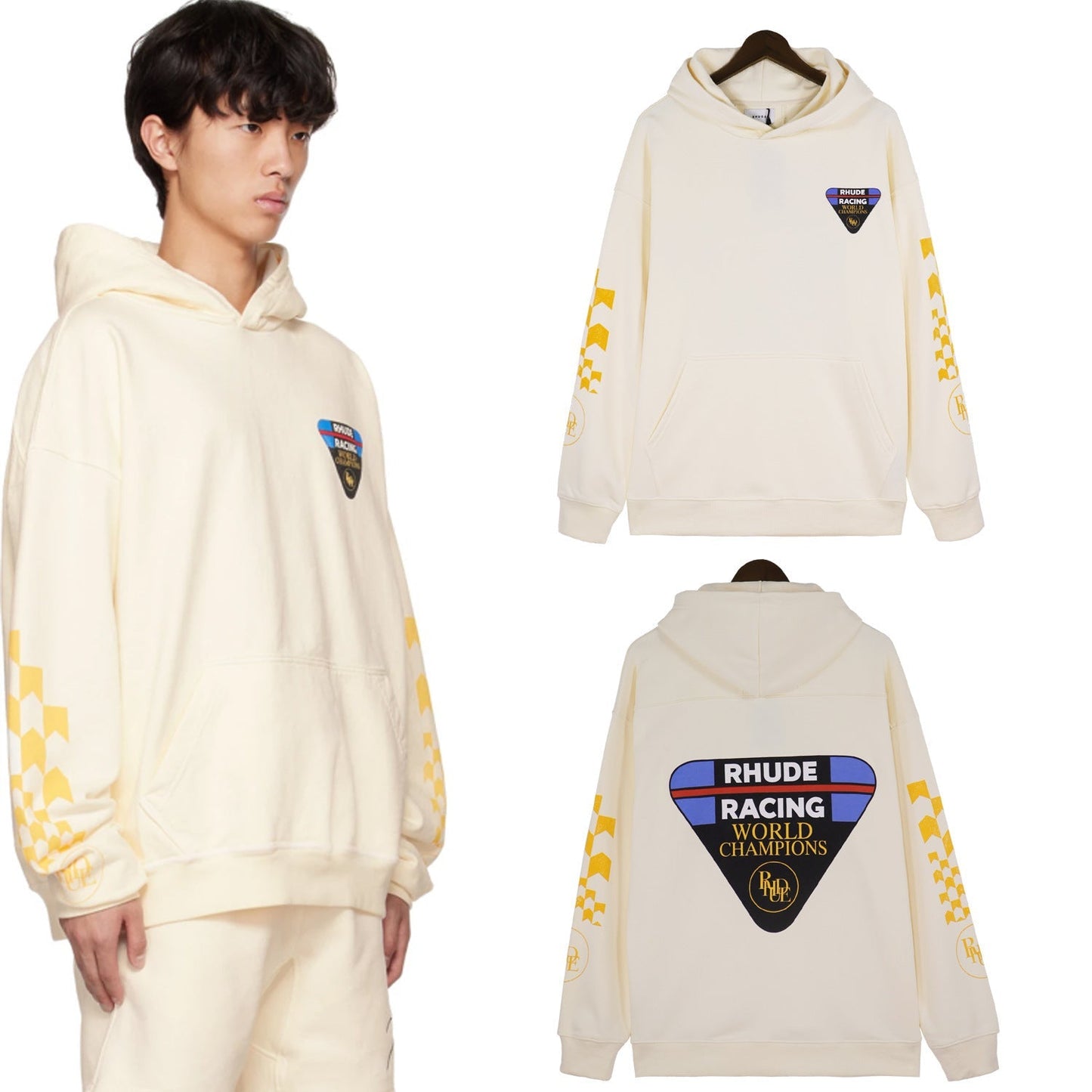 Rhude Hoodie Triangle Label Letter Print Hooded Sweater Hoodie Jacket