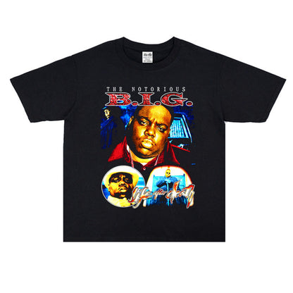 Rock Star T Shirt Notorious Mr. the Nottorious B.I .G Loose Street Printed T-shirt Pure Cotton