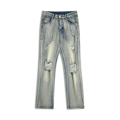 Men Jeans Ripped Jeans for Men and Women Loose Retro Straight-Leg Pants