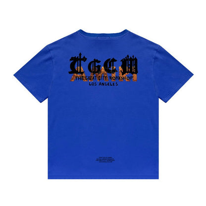 Amiri T Shirt Letter Print Casual Hip Hop round Neck Short Sleeve T-shirt