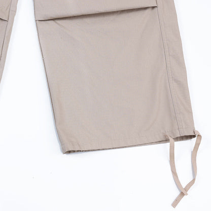 Men Sweatpants Casual Straight Trousers Loose Cargo Pleated Drawstring Ankle Banded Pants