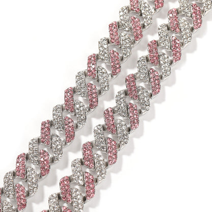 Bracelet Cuban Chain Necklace Alloy Full Diamond Hip Hop Rap St. Valentine's Spectrum