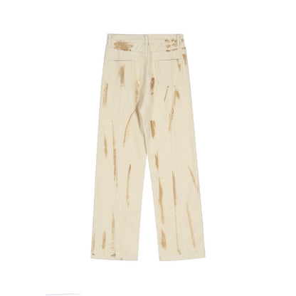 Men Jeans Splash Ink Personalized Punk Loose Wide Leg
