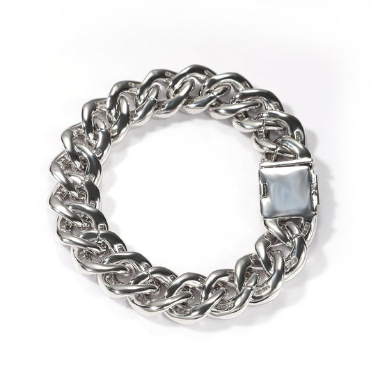 Bracelet 14MMT Square Zircon Hip Hop Cuban Chain Bracelet Spectrum St. Valentine's