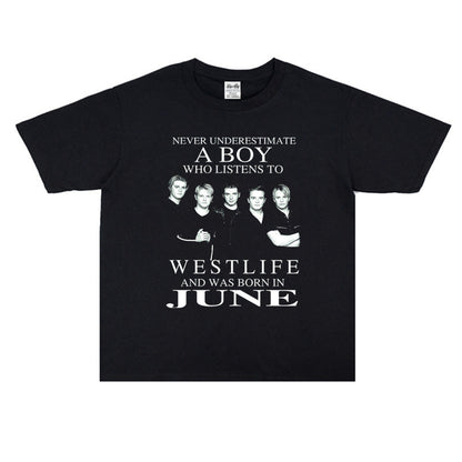 Rock Star T Shirt Westlife Xicheng Boy Washed Distressed T-shirt Short Sleeve Loose Cotton