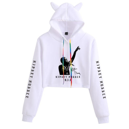 Nipsey Hussle Hoodie Rap Loose Cat Ears Sweater for Women