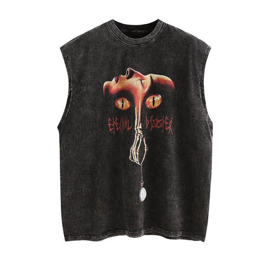 Men Vest Washed Sleeveless T-shirt Baby Boy and Girl Summer Loose Vest