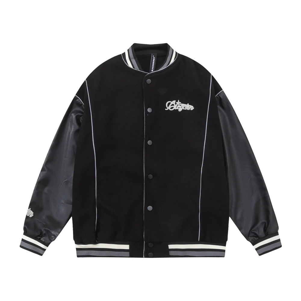 Men Jacket Coat Baseball Uniform Men's Ins Embroidered Pu Stitching Jacket Jacket