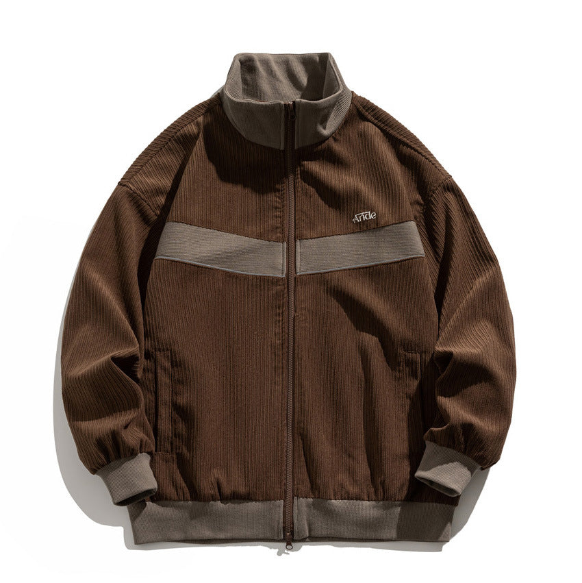 Men Jacket Coat Color Contrast Patchwork Baggy Coat Men's Spring and Autumn Leisure Flight Jacket