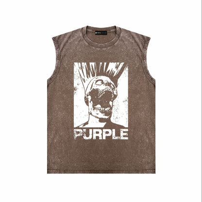 Purple Brand Distressed Tank T Shirts Distressed Sleeveless T-shirt Vest