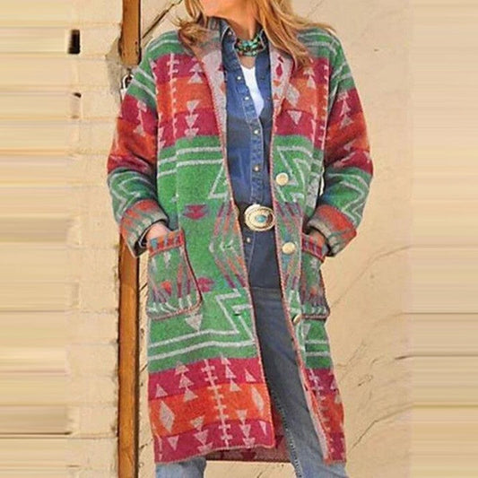 Women Trench Coat Winter Leisure Long Sleeve Cardigan Jacket