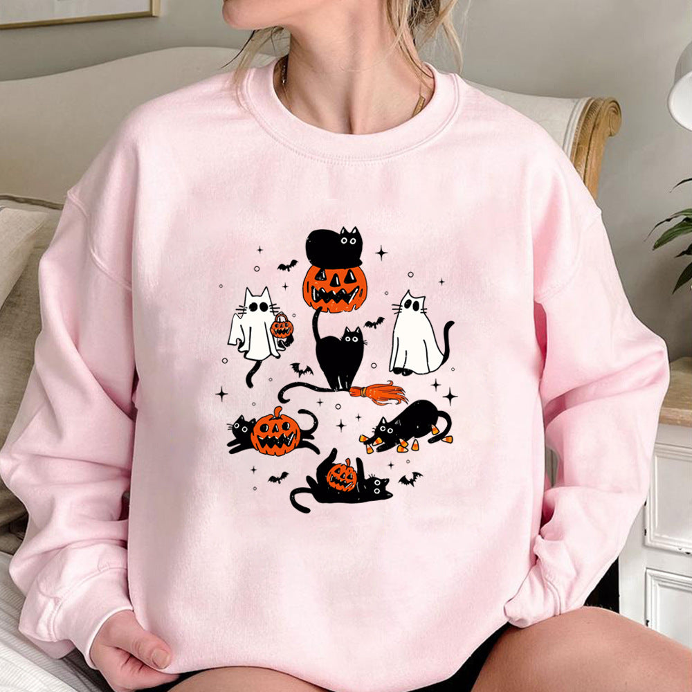 Cute Halloween Ghost Boo Cat Sweatshirt Halloween Cat Shirt