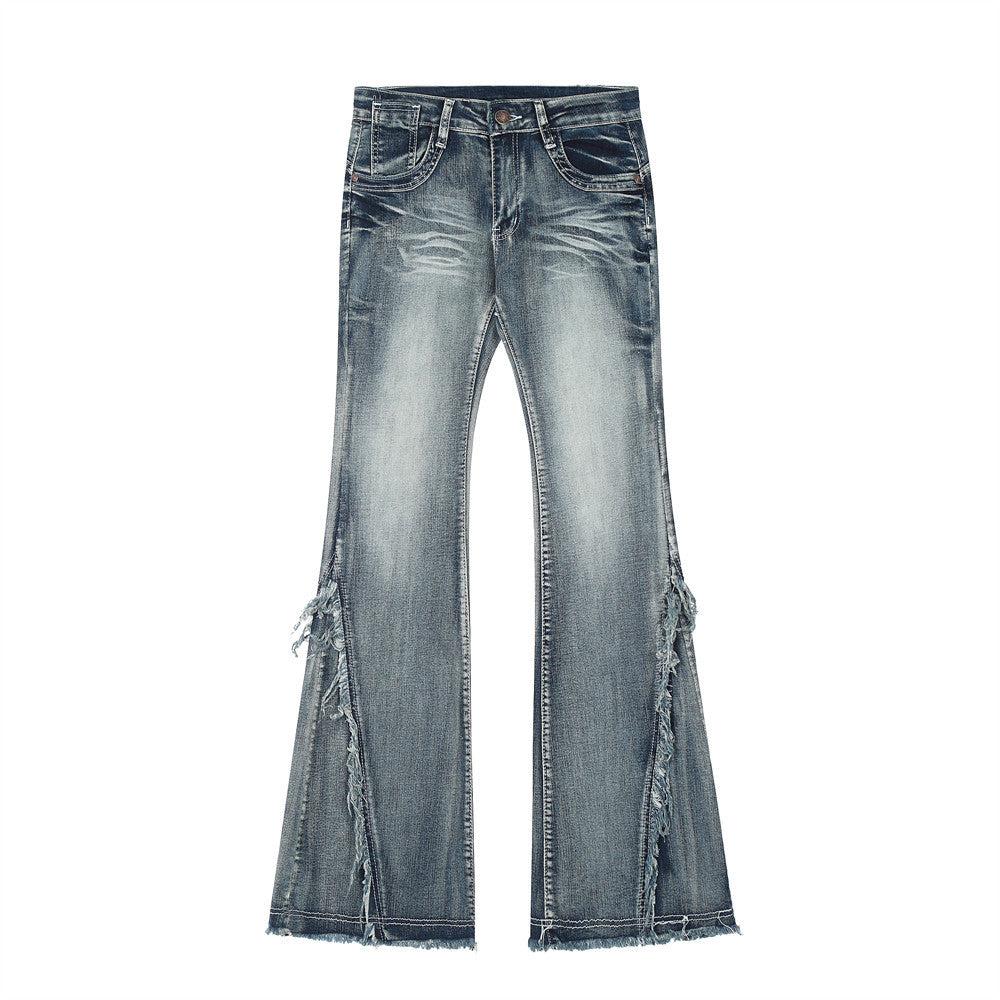 Women Pants Frayed Skinny Jeans Wide Leg Pants Flared Pants