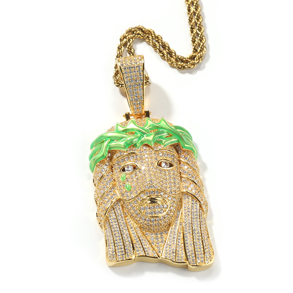 Jewelry hiphop luminous pendant copper inlaid zircon Far East Crosses Egypt Pieces
