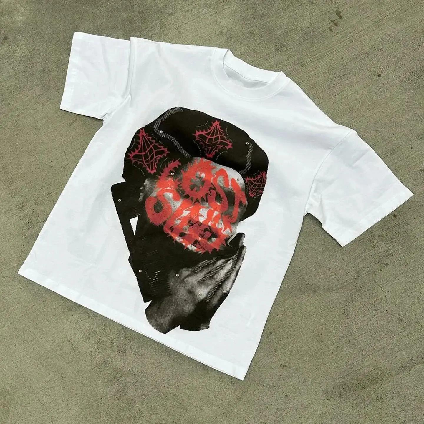 American Hip-hop Character Pattern Printed T-shirt Casual Fa