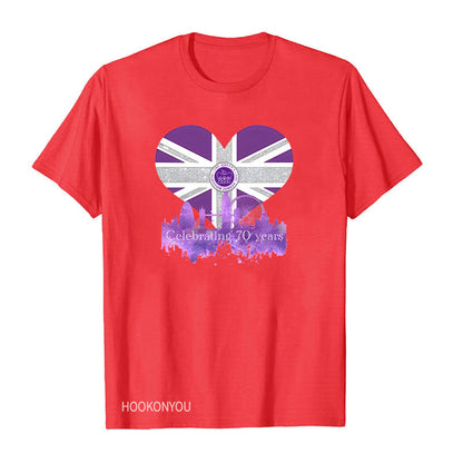 Inspired by Queen's Platinum Jubilee 2022 Elizabeth 70 Years T-shirt round Neck Short Sleeve T-shirt