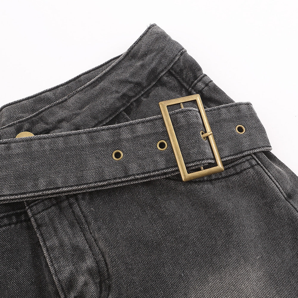 Women Shorts A- line Denim Short Culotte Summer High Waist Wash Casual Hot Pants