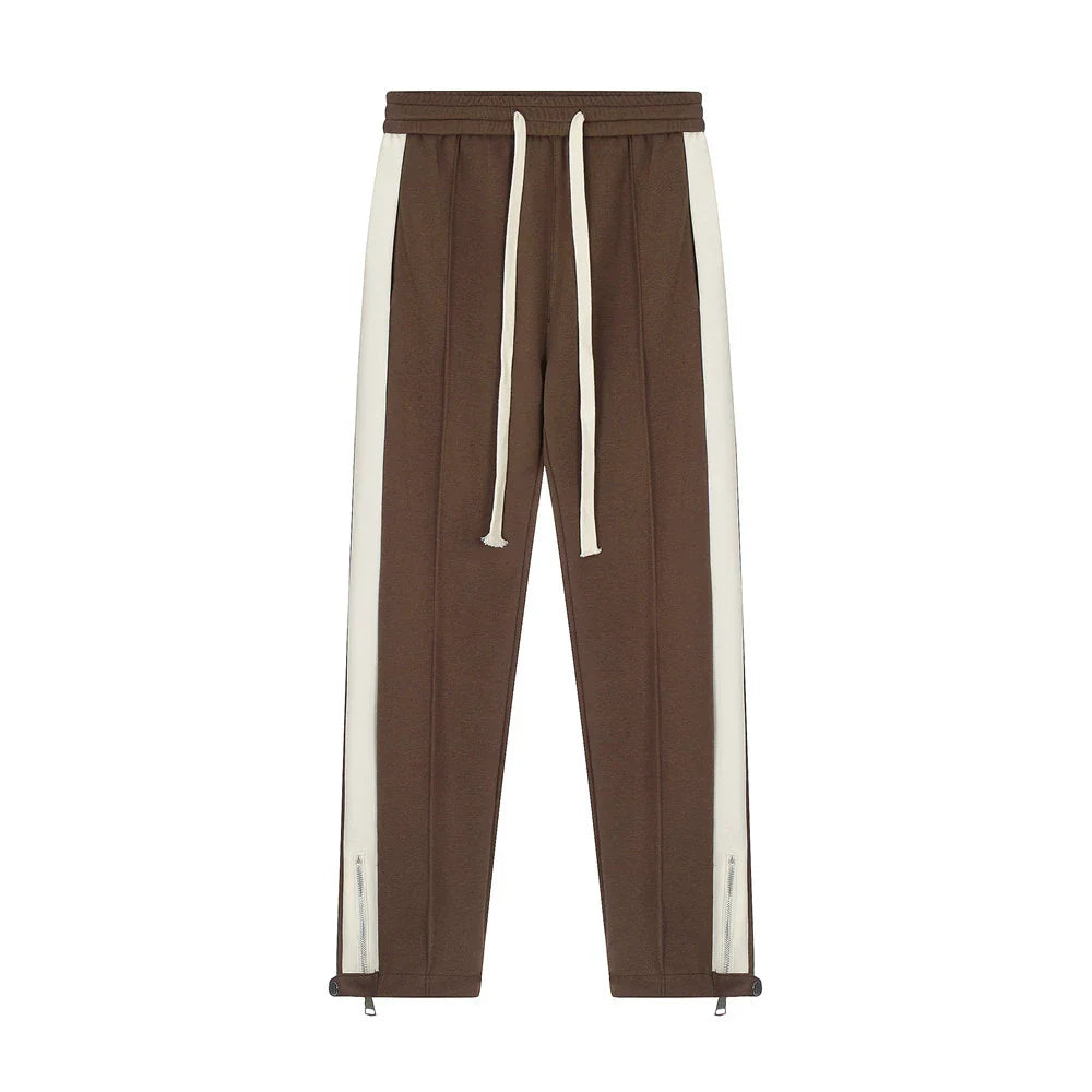 Men Sweatpants Side Stitching Casual Long Sports Pants Men's Elastic Waist Sports Straight Baggy Pants