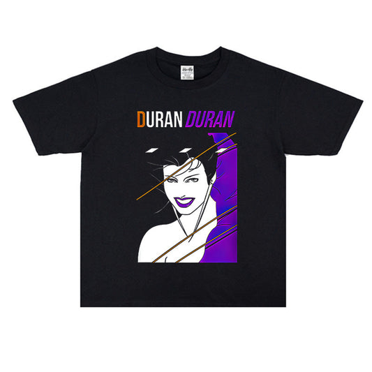 Rock Star T Shirt Duran Duran Band Printed T-shirt Cotton Short Sleeve Loose Heavy round Neck