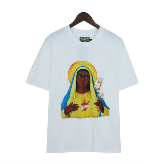 Denim Tears T Shirts Kapok T-shirt Vintage Woman Avatar Oil Painting round Neck Short Sleeve