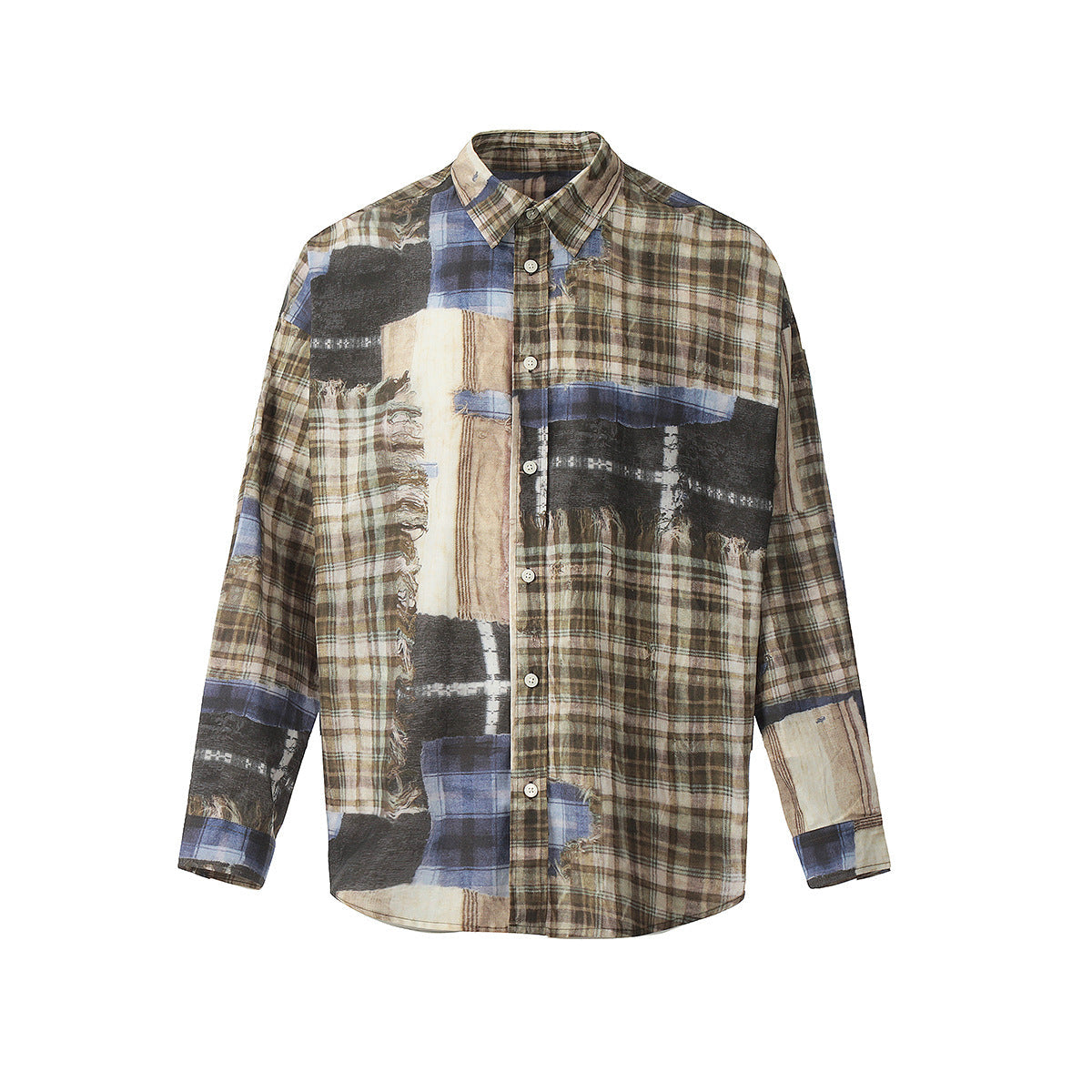 Unisex Shirts Plaid Loose Casual Long Sleeve Shirt