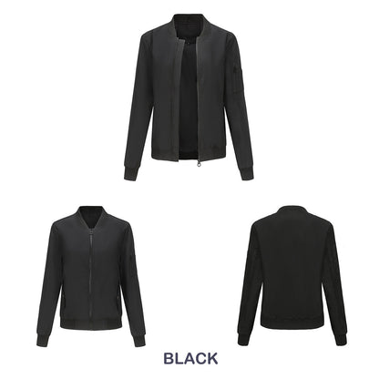 Women's Trench Coat Spring and Autumn Thin Flight Jacket Women's Casual Long Sleeve Coat Women's Loose Lapel Baseball Uniform