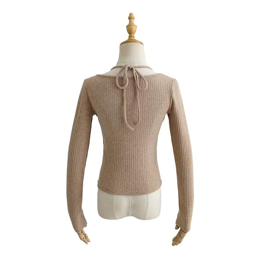Women Sweater Knitwear Sexy Knitted Cardigan Autumn Short Long Sleeve T-shirt Jacket