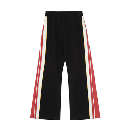 Men Sweatpants Large Horn Casual Trousers Men Loose Hip Hop Side Stitching Zipper Wide Leg Bell-Bottom Pants