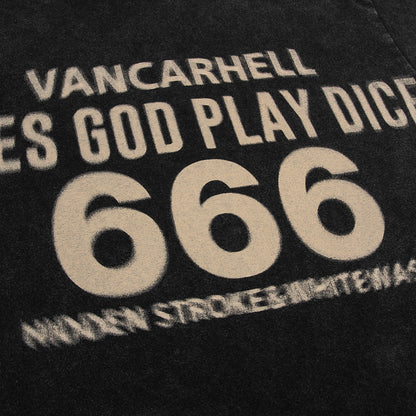 Men Long Sleeve T-Shirt Dice Printing Worn Looking Washed-out