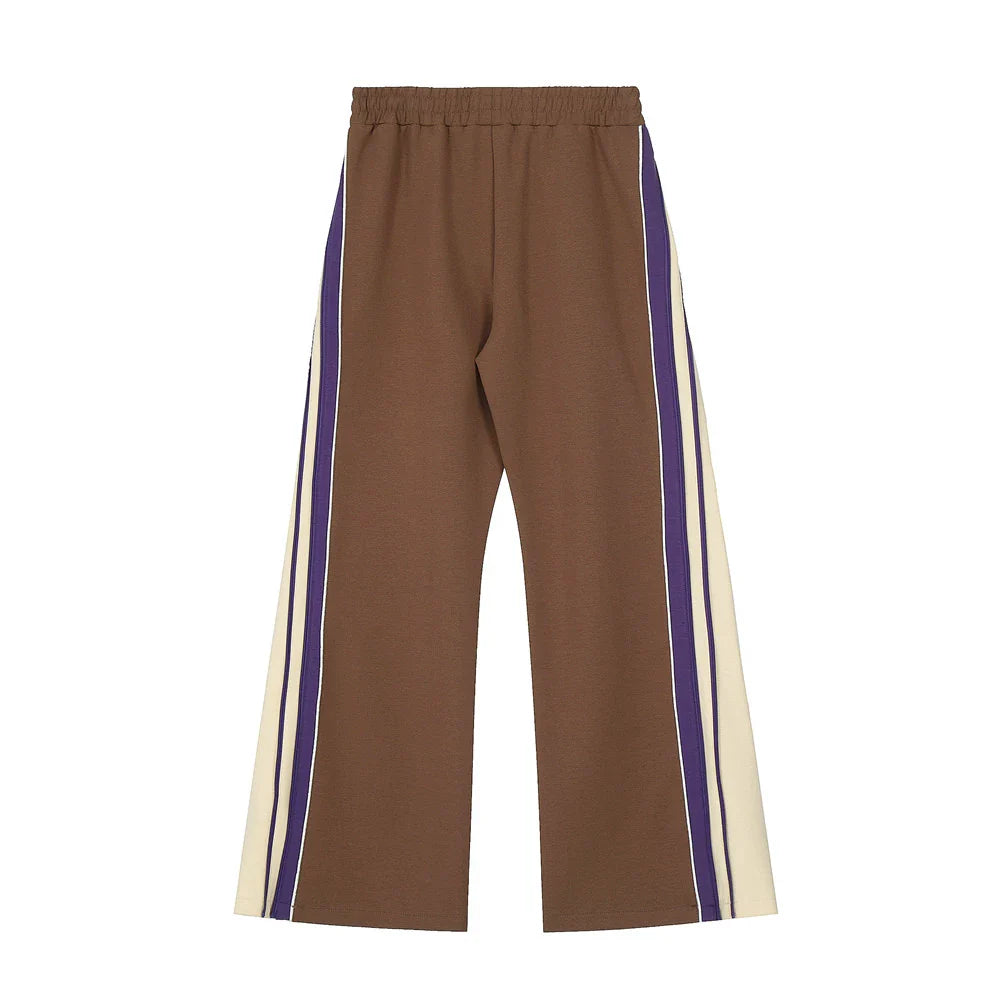 Men Sweatpants Large Horn Casual Trousers Men Loose Hip Hop Side Stitching Zipper Wide Leg Bell-Bottom Pants
