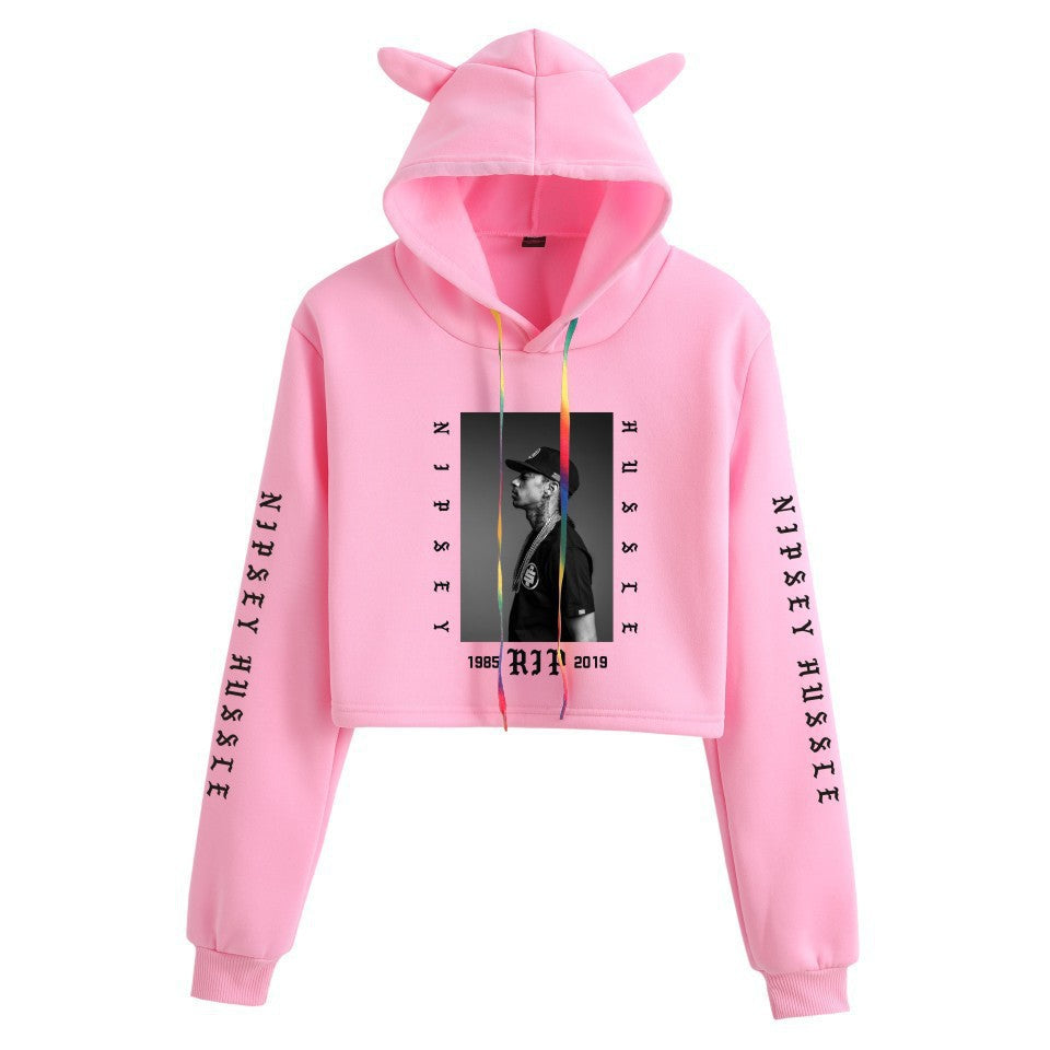 Nipsey Hussle Hoodie Rap Loose Cat Ears Sweater for Women