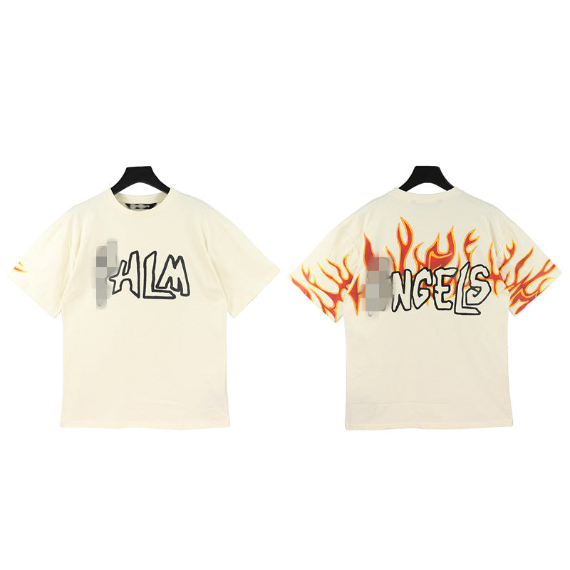 Palm Angle T Shirts Angel Flame Letters Loose