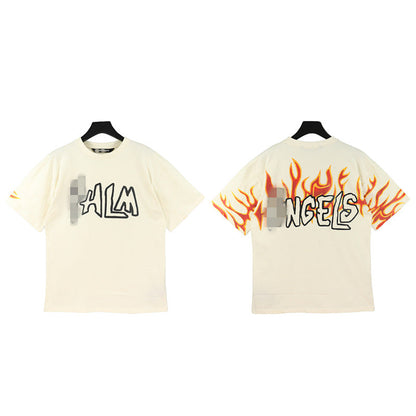 Palm Angle T Shirts Angel Flame Letters Loose