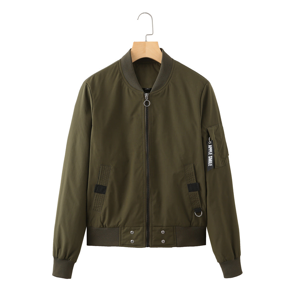 Women Trench Coat Stand Collar Urban Casual Bomber Jacket Spring and Autumn Coat