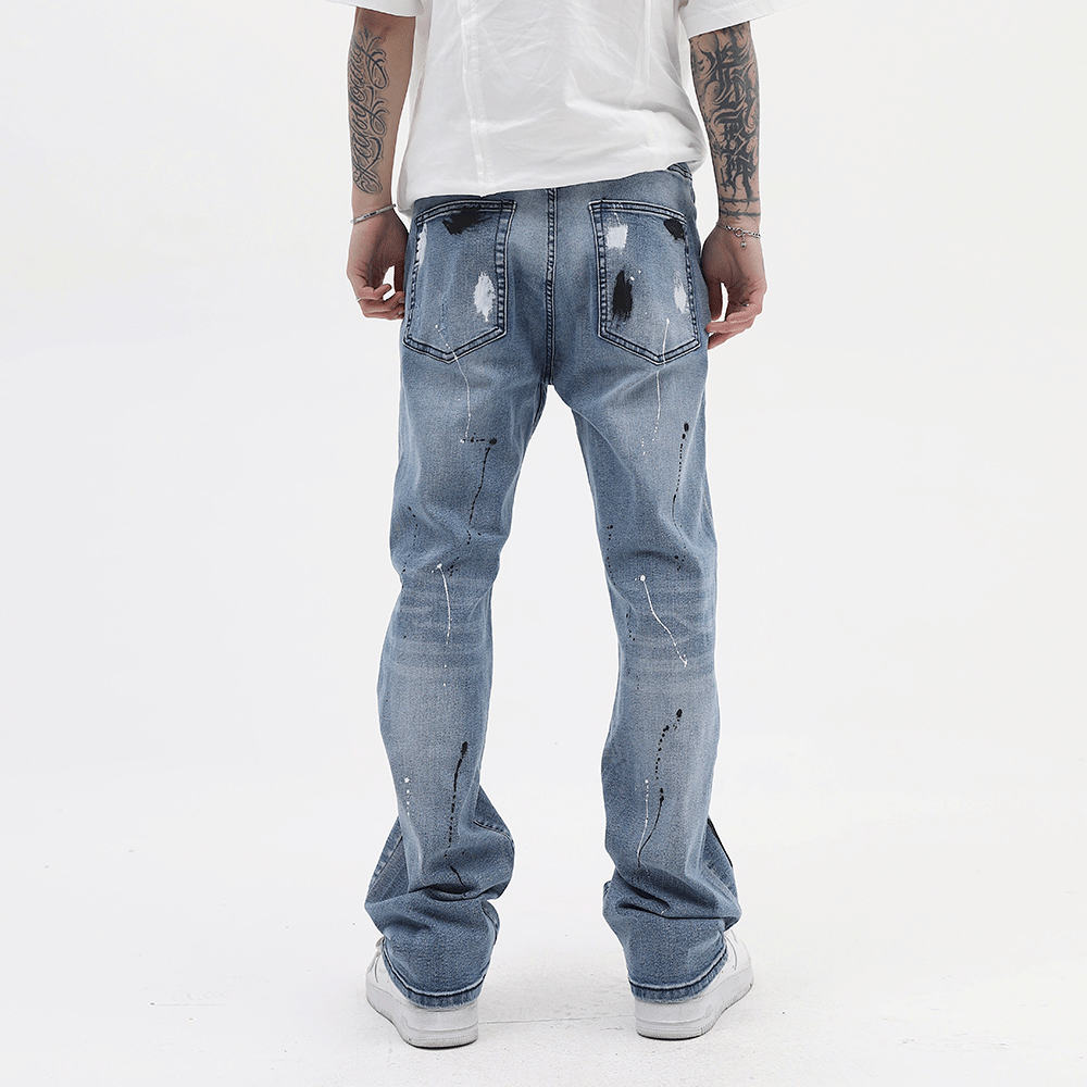 Men Jeans Graffiti Hole Punk Leisure