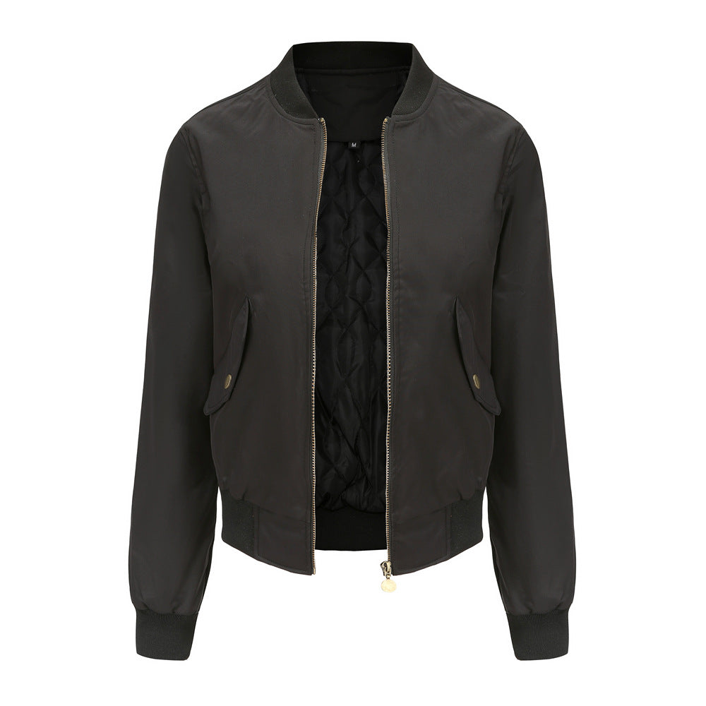 Women Trench Coat Bomber Jacket Women Baseball Jacket Spring and Autumn Flight Suit Long Sleeve Coat