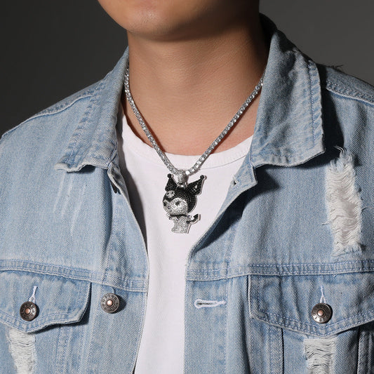 Jewelry Copper Zircon Little Demon Kuromi Necklace Design Sense Angel Pieces St. Valentine's Spectrum